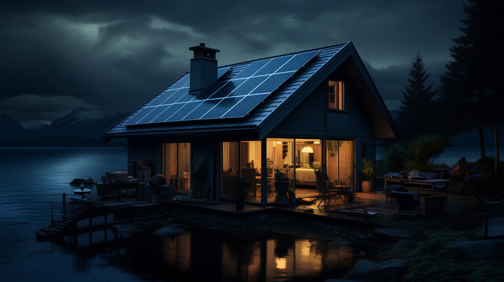 modern house  with solar panels on the roof